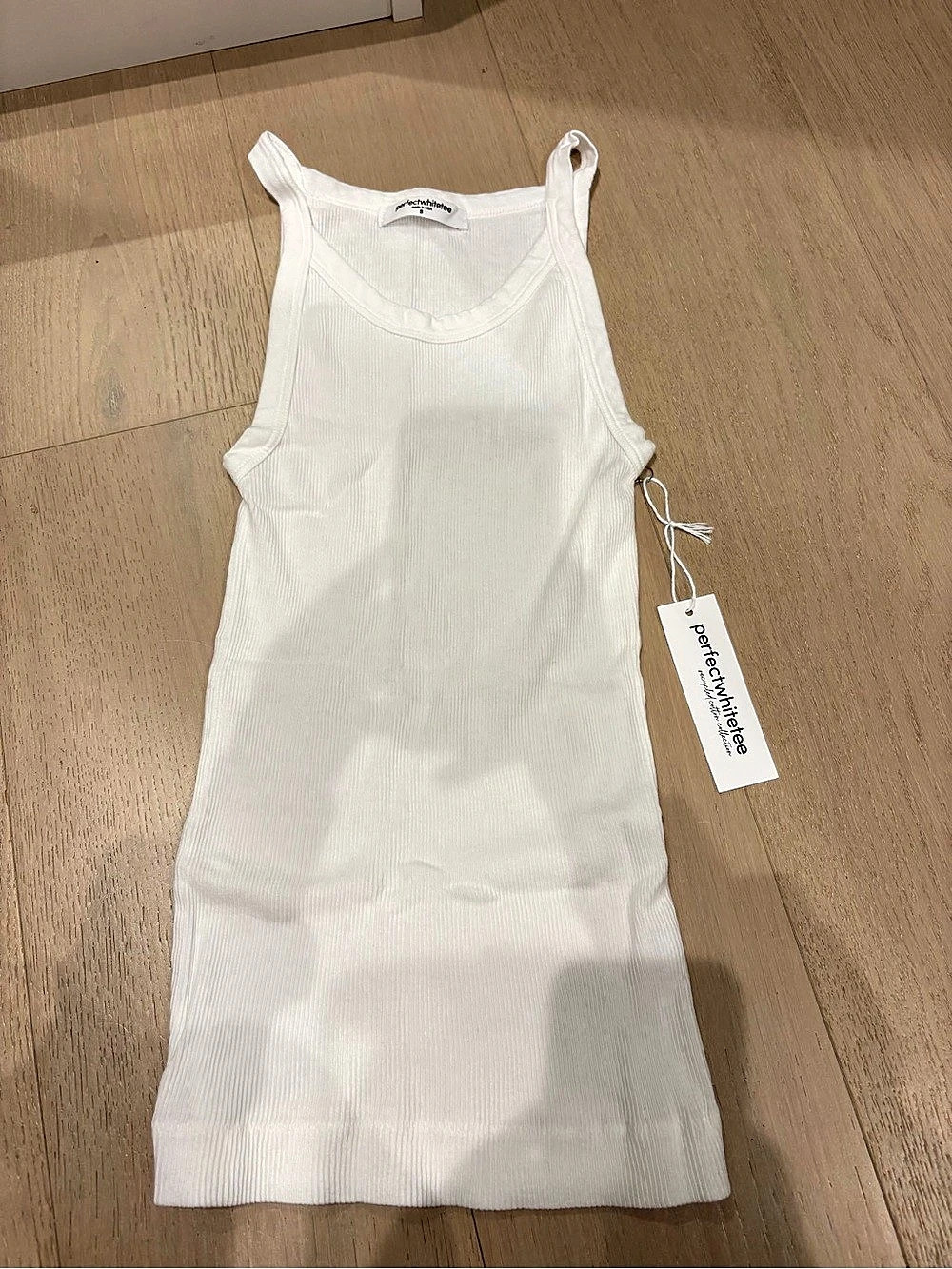 perfectwhitetee Ribbed Tank Top in White Size Small NWT